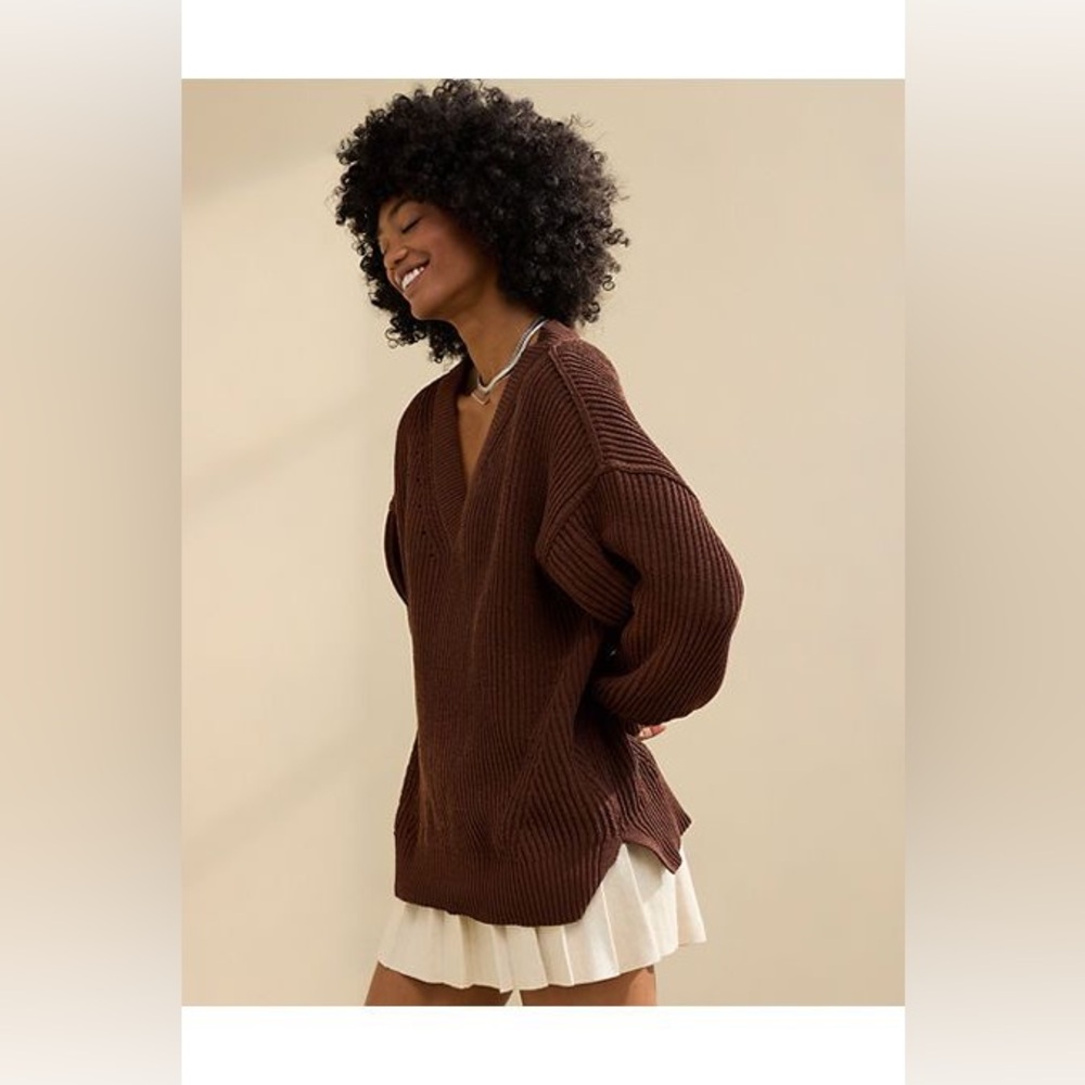 Aerie Beyond Chenille V-Neck Sweater - L